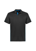 Mens Balance Short Sleeve Polo - Grey/Cyan ||SRC=https://cdn.fashionbizapps.nz/honeybee/images/P200MS_bProduct_Grey_Cyan_01_9YGvuaY.jpg