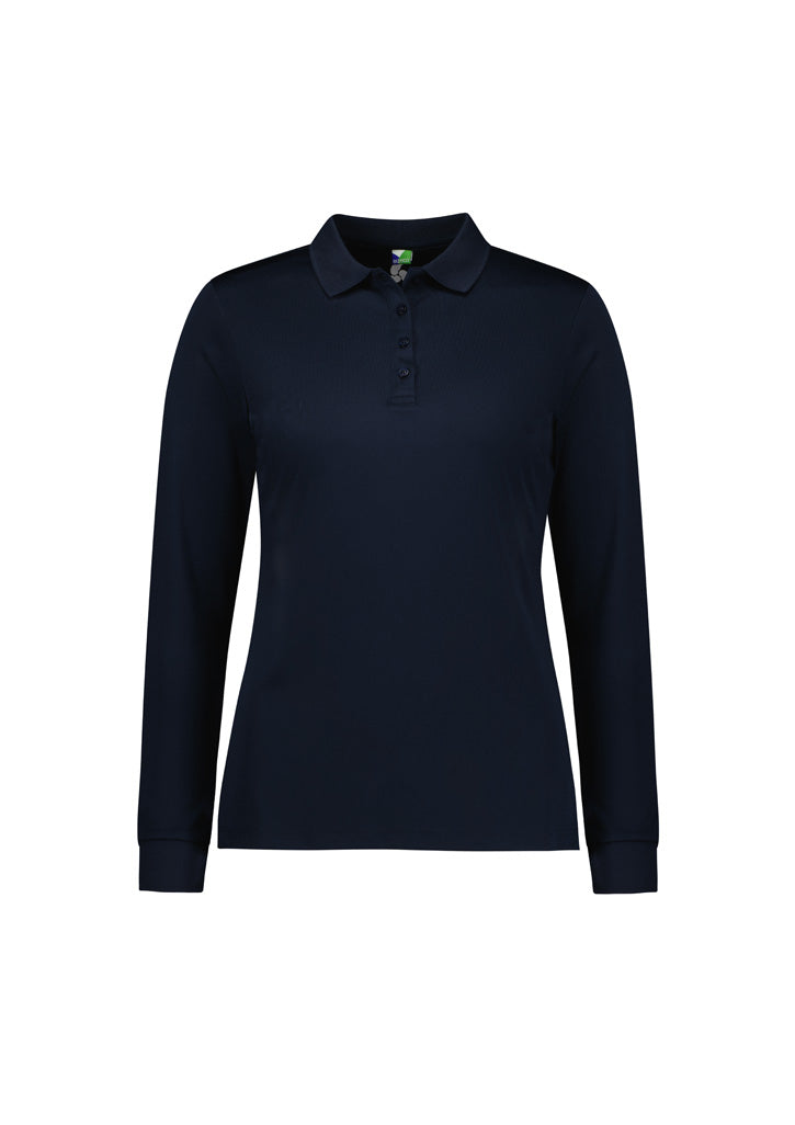 Womens Action Long Sleeve Polo - Navy ||SRC=https://cdn.fashionbizapps.nz/honeybee/images/P206LL_bProduct_Navy_01_X2e9N18.jpg