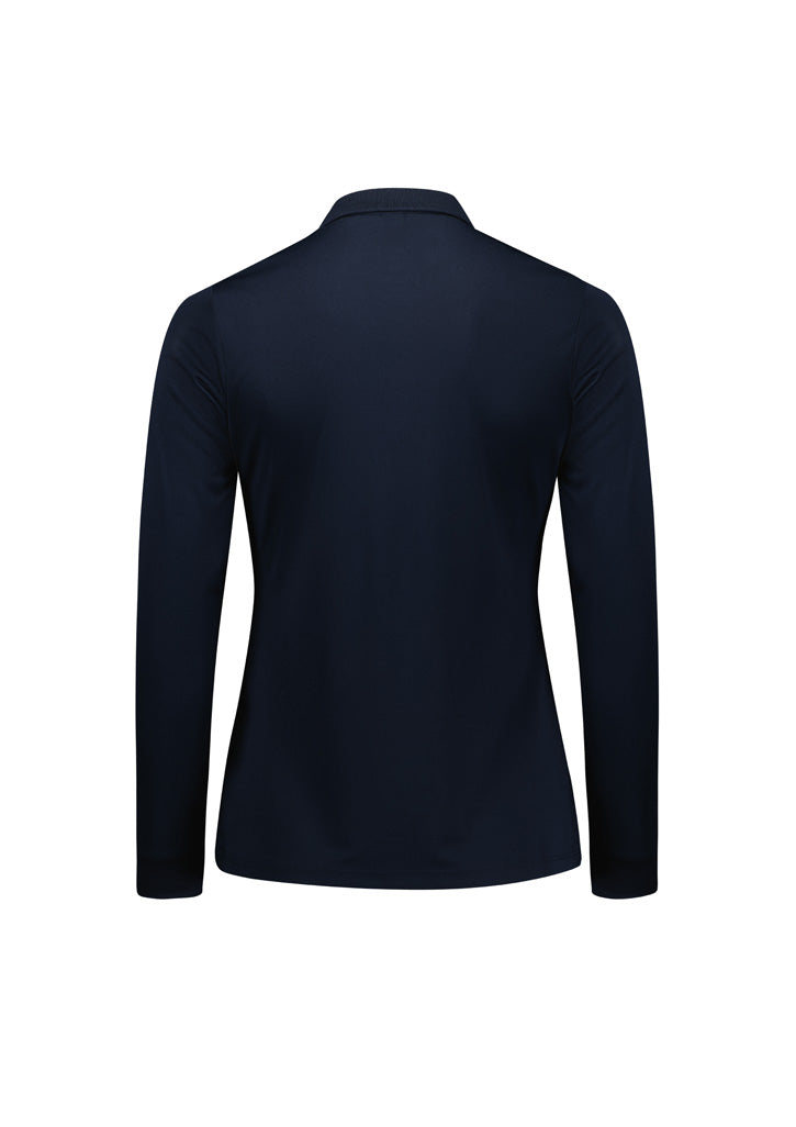 Womens Action Long Sleeve Polo - Navy ||SRC=https://cdn.fashionbizapps.nz/honeybee/images/P206LL_bProduct_Navy_02_13FABad.jpg