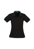 Womens Jet Short Sleeve Polo - Black/Cyan ||SRC=https://cdn.fashionbizapps.nz/honeybee/images/P226LS_bProduct_Black_Cyan_01_xWzSrnj.jpg