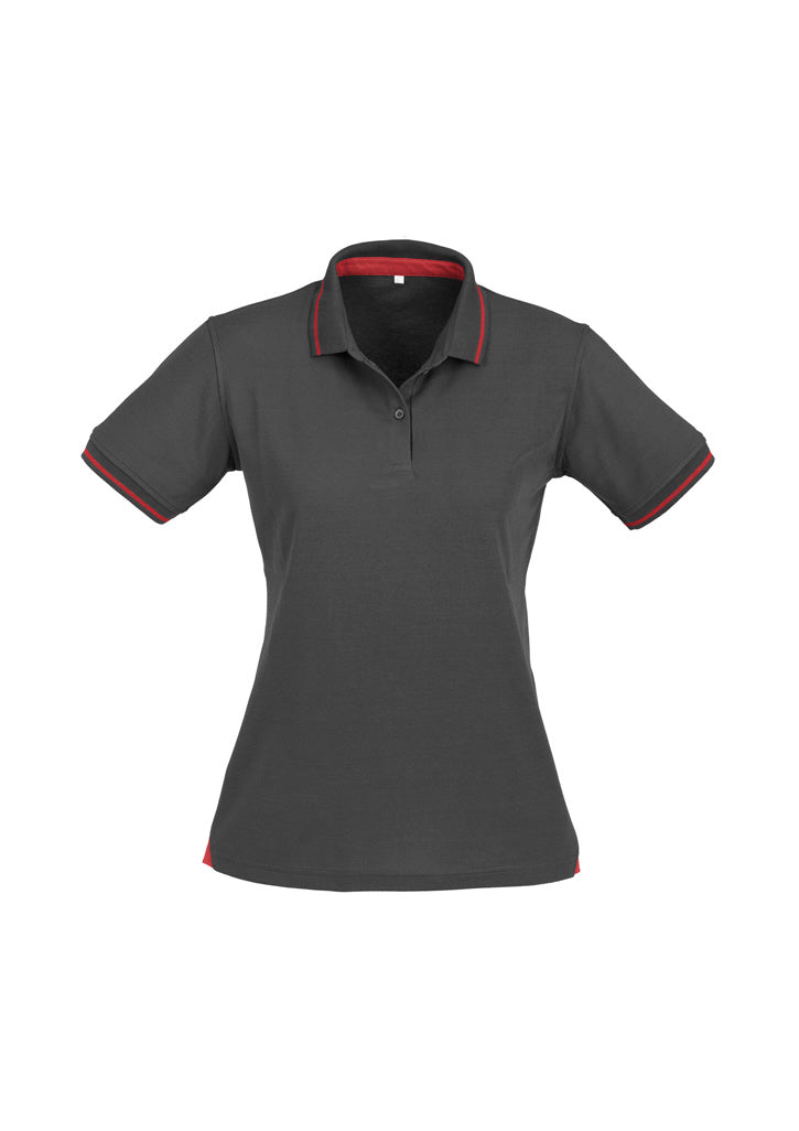 Womens Jet Short Sleeve Polo - Steel Grey/Red ||SRC=https://cdn.fashionbizapps.nz/honeybee/images/P226LS_bProduct_SteelGrey_Red_01_2cSRoOa.jpg