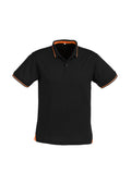 Mens Jet Short Sleeve Polo - Black/Orange ||SRC=https://cdn.fashionbizapps.nz/honeybee/images/P226MS_bProduct_Black_Orange_01_yL5WzQV.jpg