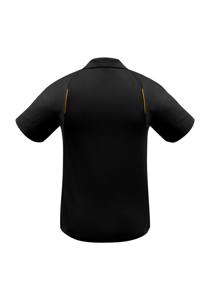 Mens United Short Sleeve Polo - Black/Gold ||SRC=https://cdn.fashionbizapps.nz/honeybee/images/P244MS_bProduct_Black_Gold_02_ViHRAuc.jpg