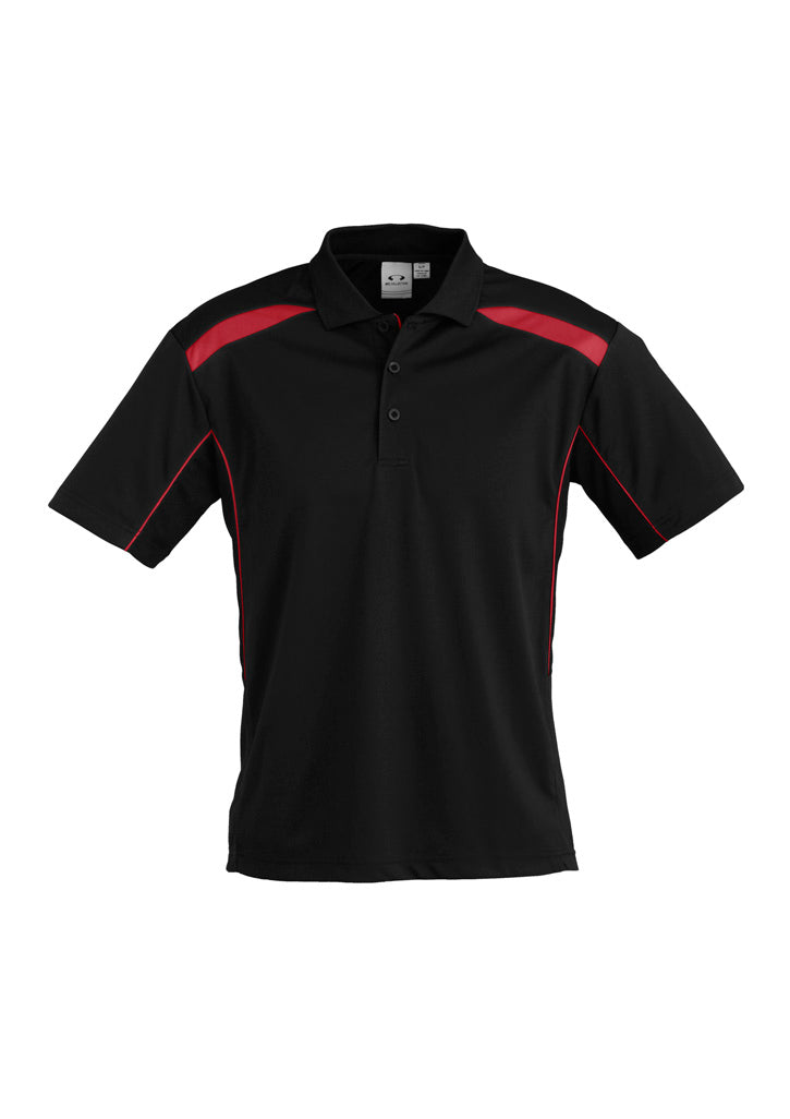 Mens United Short Sleeve Polo - Black/Red ||SRC=https://cdn.fashionbizapps.nz/honeybee/images/P244MS_bProduct_Black_Red_01_sAKVCct.jpg