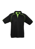 Mens Fusion Short Sleeve Polo - Black/Fluoro Yellow/Lime ||SRC=https://cdn.fashionbizapps.nz/honeybee/images/P29012_bProduct_Black_FluoroYellow_Lime_01_Av6b24b.jpg