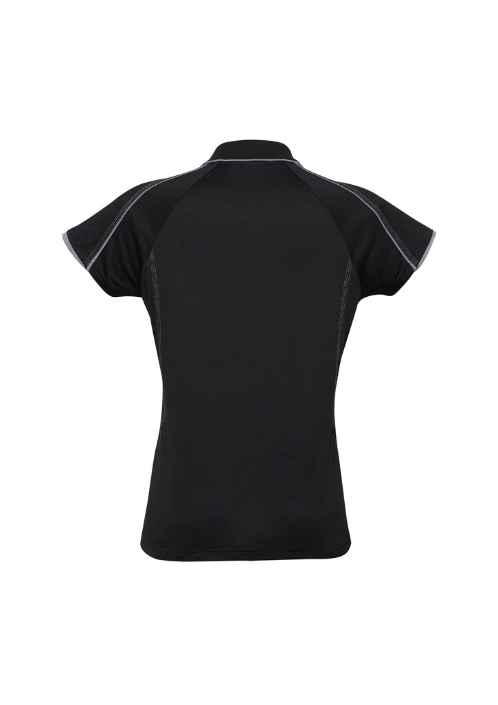 Womens Blade Short Sleeve Polo - Black/Silver Grey ||SRC=https://cdn.fashionbizapps.nz/honeybee/images/P303LS_bProduct_Black_SilverGrey_02_TAM5n49.jpg