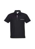 Mens Edge Short Sleeve Polo - Black/Check ||SRC=https://cdn.fashionbizapps.nz/honeybee/images/P305MS_bProduct_Black_Check_01_ILBLYwO.jpg