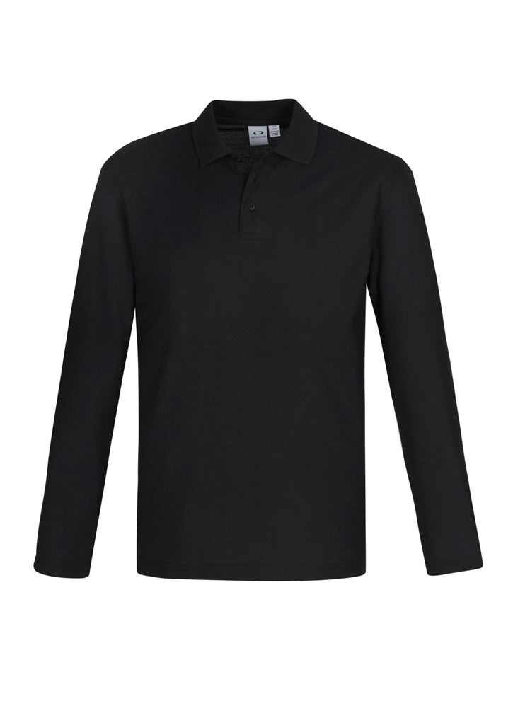 Mens Crew Long Sleeve Polo - Black ||SRC=https://cdn.fashionbizapps.nz/honeybee/images/P400ML_bProduct_Black_01_1NLUOGH.jpg