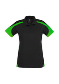 Womens Talon Short Sleeve Polo - Black/Green ||SRC=https://cdn.fashionbizapps.nz/honeybee/images/P401LS_bProduct_Black_Green_01_SwOuGZn.jpg