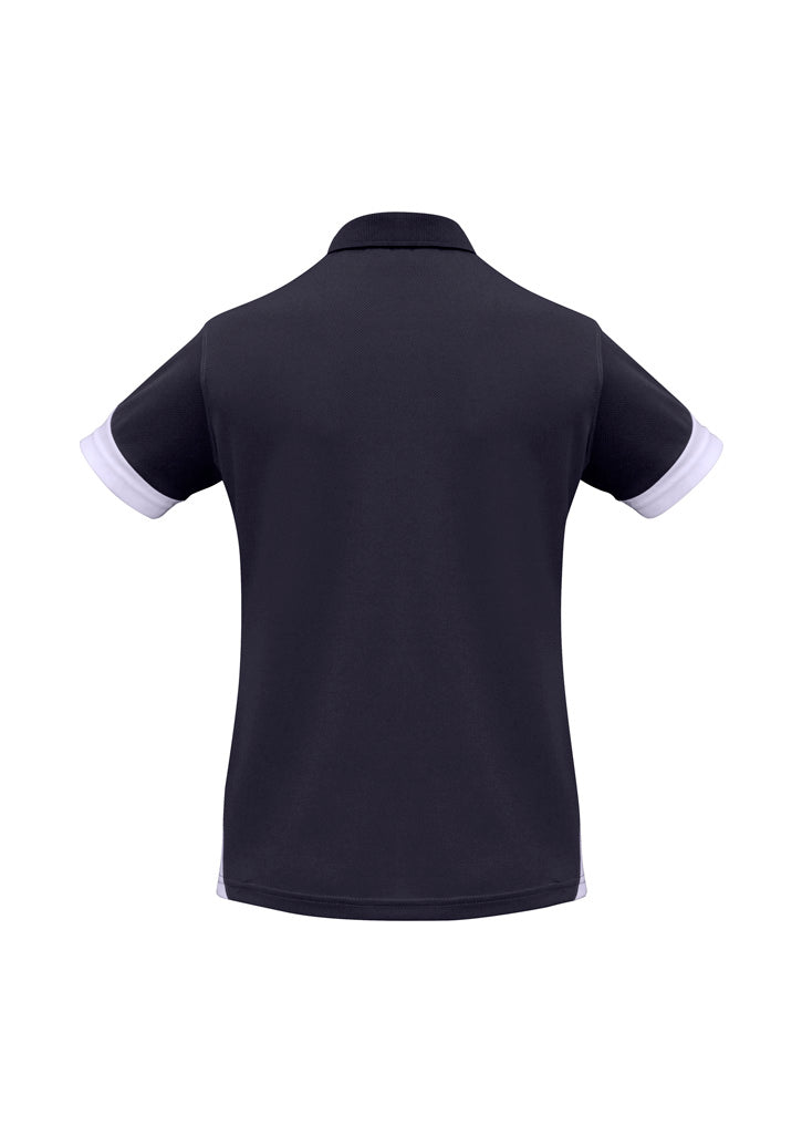 Womens Talon Short Sleeve Polo - Navy/White ||SRC=https://cdn.fashionbizapps.nz/honeybee/images/P401LS_bProduct_Navy_White_02_FKPmwsd.jpg