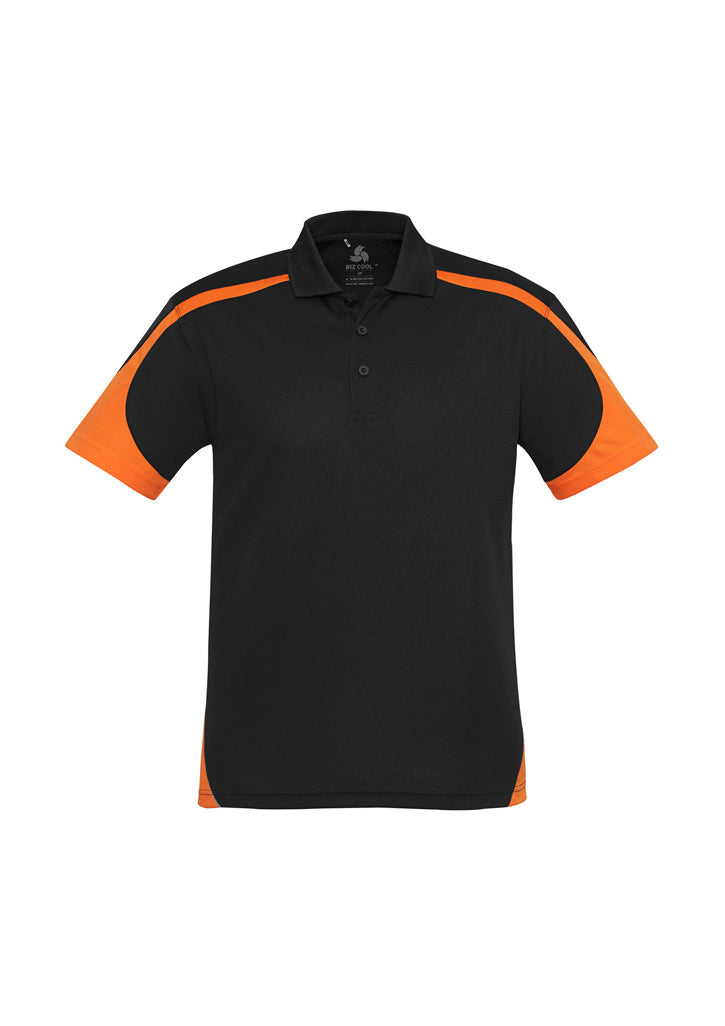 Mens Talon Short Sleeve Polo - Black/Orange ||SRC=https://cdn.fashionbizapps.nz/honeybee/images/P401MS_bProduct_Black_Orange_01_frtrKVA.jpg