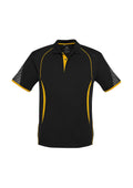 Kids Razor Short Sleeve Polo - Black/Gold ||SRC=https://cdn.fashionbizapps.nz/honeybee/images/P405KS_bProduct_Black_Gold_01_pakgrdx.jpg