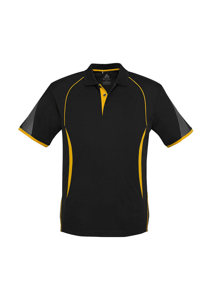 Kids Razor Short Sleeve Polo - Black/Gold ||SRC=https://cdn.fashionbizapps.nz/honeybee/images/P405KS_bProduct_Black_Gold_01_pakgrdx.jpg