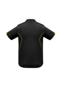 Kids Razor Short Sleeve Polo - Black/Gold ||SRC=https://cdn.fashionbizapps.nz/honeybee/images/P405KS_bProduct_Black_Gold_02_kUtIKCS.jpg