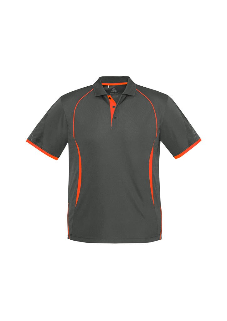 Kids Razor Short Sleeve Polo - Grey/Fluoro Orange ||SRC=https://cdn.fashionbizapps.nz/honeybee/images/P405KS_bProduct_Grey_FluoroOrange_01_NnTRWVW.jpg