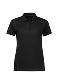 Womens Dart Short Sleeve Polo - Black/Black ||SRC=https://cdn.fashionbizapps.nz/honeybee/images/P419LS_Product_Black_Black_01.jpg
