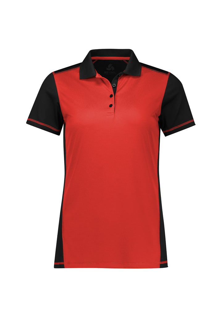 Womens Dart Short Sleeve Polo - Black/Red ||SRC=https://cdn.fashionbizapps.nz/honeybee/images/P419LS_Product_Black_Red_01.jpg