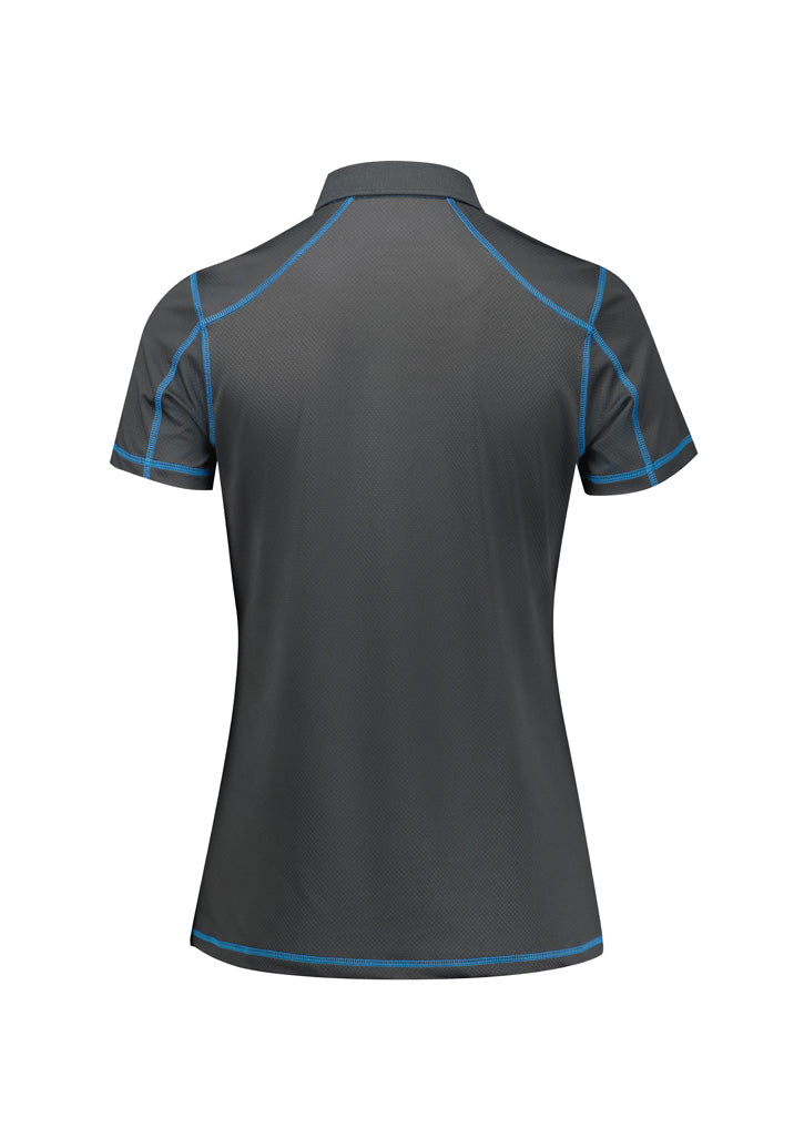 Womens Dart Short Sleeve Polo - Grey/Cyan ||SRC=https://cdn.fashionbizapps.nz/honeybee/images/P419LS_Product_Grey_Cyan_02.jpg