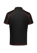 Mens Dart Short Sleeve Polo - Black/Red ||SRC=https://cdn.fashionbizapps.nz/honeybee/images/P419MS_Product_Black_Red_02.jpg