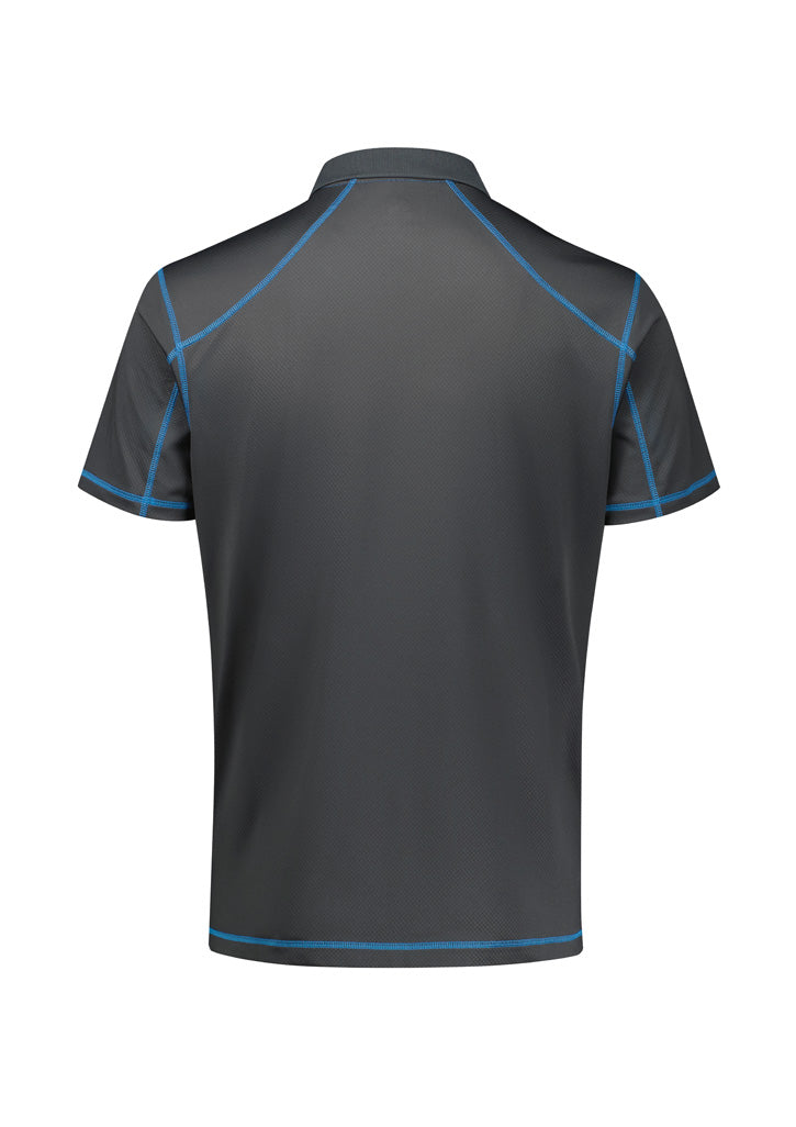 Mens Dart Short Sleeve Polo - Grey/Cyan ||SRC=https://cdn.fashionbizapps.nz/honeybee/images/P419MS_Product_Grey_Cyan_02_LBgan9F.jpg