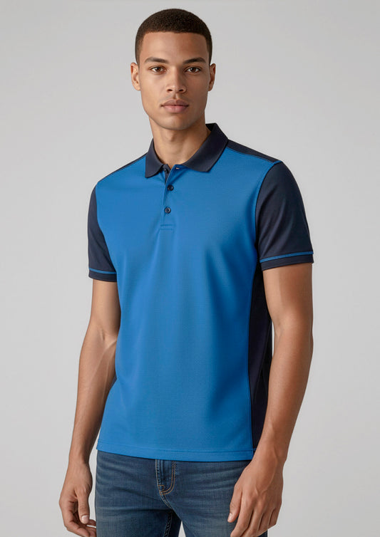Mens Dart Short Sleeve Polo ||SRC=https://cdn.fashionbizapps.nz/honeybee/images/P419MS_Talent_Navy_Royal_01_MemzWa3.jpg