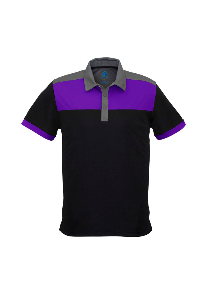 Mens Charger Short Sleeve Polo - Black/Purple/Grey ||SRC=https://cdn.fashionbizapps.nz/honeybee/images/P500MS_bProduct_Black_Purple_Grey_01_DJf7f0Q.jpg