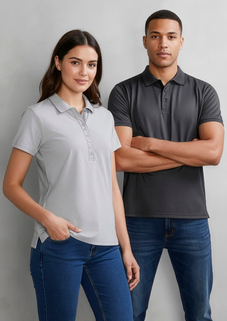 Mens Shadow Short Sleeve Polo ||SRC=https://cdn.fashionbizapps.nz/honeybee/images/P501MS_Talent_GraphiteBlack_02.jpg