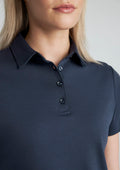 Womens Lotus Short Sleeve Polo ||SRC=https://cdn.fashionbizapps.nz/honeybee/images/P515LS_Talent_MineralBlue_02.jpg