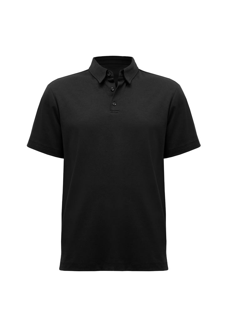 Mens Lotus Short Sleeve Polo - Black ||SRC=https://cdn.fashionbizapps.nz/honeybee/images/P515MS_Product_Black_01_X35Wfgf.jpg