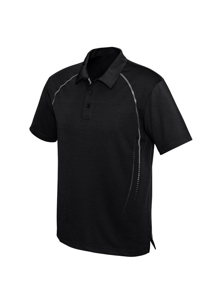 Mens Cyber Short Sleeve Polo - Black/Silver ||SRC=https://cdn.fashionbizapps.nz/honeybee/images/P604MS_bProduct_Black_Silver_01_8sFLGOu.jpg