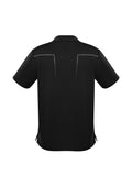 Mens Cyber Short Sleeve Polo - Black/Silver ||SRC=https://cdn.fashionbizapps.nz/honeybee/images/P604MS_bProduct_Black_Silver_02_kfMUNsB.jpg
