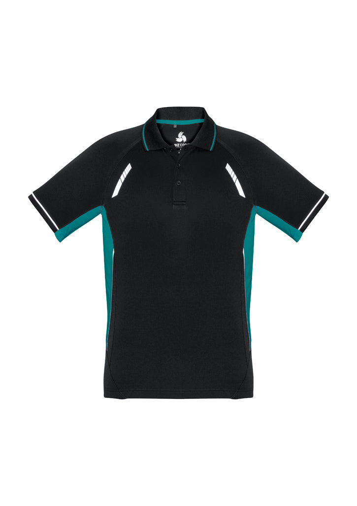 Kids Renegade Short Sleeve Polo - Black/Teal/Silver ||SRC=https://cdn.fashionbizapps.nz/honeybee/images/P700KS_bProduct_Black_Teal_Silver_01_fiy546u.jpg