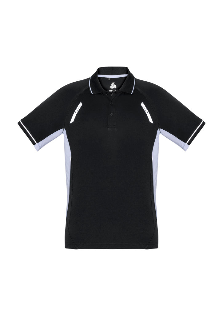 Kids Renegade Short Sleeve Polo - Black/White/Silver ||SRC=https://cdn.fashionbizapps.nz/honeybee/images/P700KS_bProduct_Black_White_Silver_01_C98Ss3K.jpg