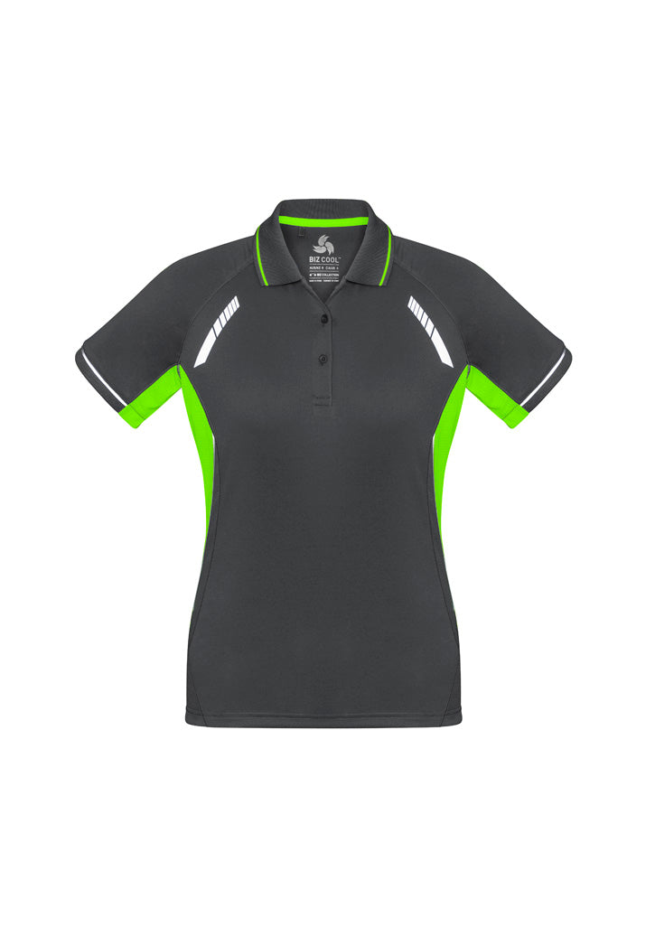 Womens Renegade Short Sleeve Polo - Grey/Fluoro Lime/Silver ||SRC=https://cdn.fashionbizapps.nz/honeybee/images/P700LS_bProduct_Grey_FluoroLime_Silver_01_Ysf7Yak.jpg
