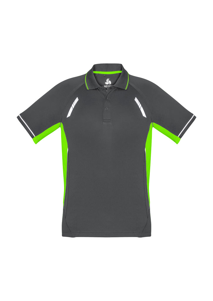 Mens Renegade Short Sleeve Polo - Grey/Fluoro Lime/Silver ||SRC=https://cdn.fashionbizapps.nz/honeybee/images/P700MS_bProduct_Grey_FluoroLime_Silver_01_9LPDzsT.jpg