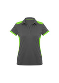 Womens Rival Short Sleeve Polo - Grey/Fluoro Lime ||SRC=https://cdn.fashionbizapps.nz/honeybee/images/P705LS_bProduct_Grey_FluoroLime_01_57JR5sQ.jpg