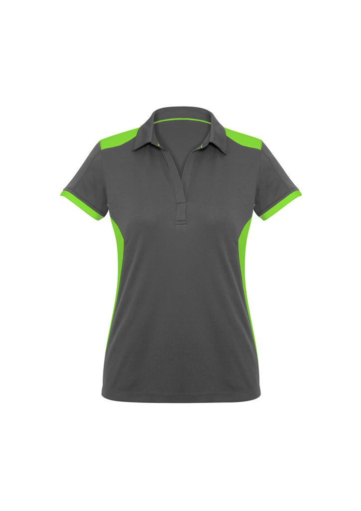 Womens Rival Short Sleeve Polo - Grey/Fluoro Lime ||SRC=https://cdn.fashionbizapps.nz/honeybee/images/P705LS_bProduct_Grey_FluoroLime_01_57JR5sQ.jpg