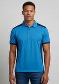 Mens Rival Short Sleeve Polo ||SRC=https://cdn.fashionbizapps.nz/honeybee/images/P705MS_Talent_Cyan_Navy_01.jpg
