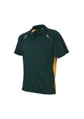 Kids Splice Short Sleeve Polo - Forest/Gold ||SRC=https://cdn.fashionbizapps.nz/honeybee/images/P7700B_bProduct_Forest_Gold_01_Ma3IaLj.jpg