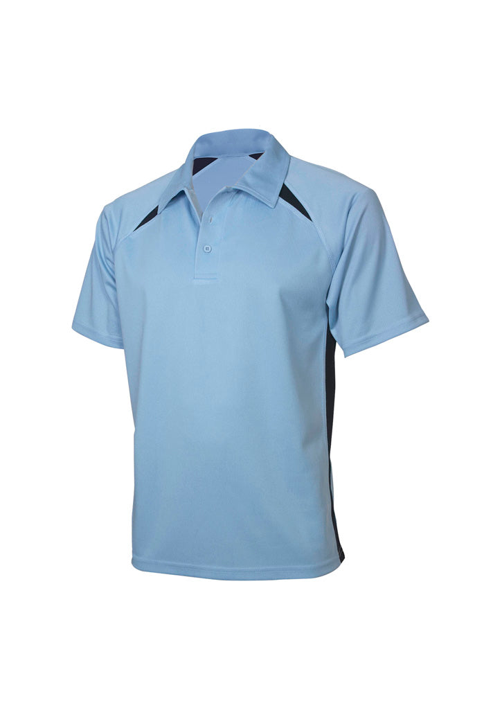 Kids Splice Short Sleeve Polo - Spring Blue/Navy ||SRC=https://cdn.fashionbizapps.nz/honeybee/images/P7700B_bProduct_SpringBlue_Navy_01_dwgUiRe.jpg