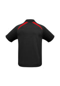 Mens Splice Short Sleeve Polo - Black/Red ||SRC=https://cdn.fashionbizapps.nz/honeybee/images/P7700_bProduct_Black_Red_02_wd73vYW.jpg