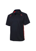 Mens Splice Short Sleeve Polo - Navy/Red ||SRC=https://cdn.fashionbizapps.nz/honeybee/images/P7700_bProduct_Navy_Red_01_mLAa3uf.jpg