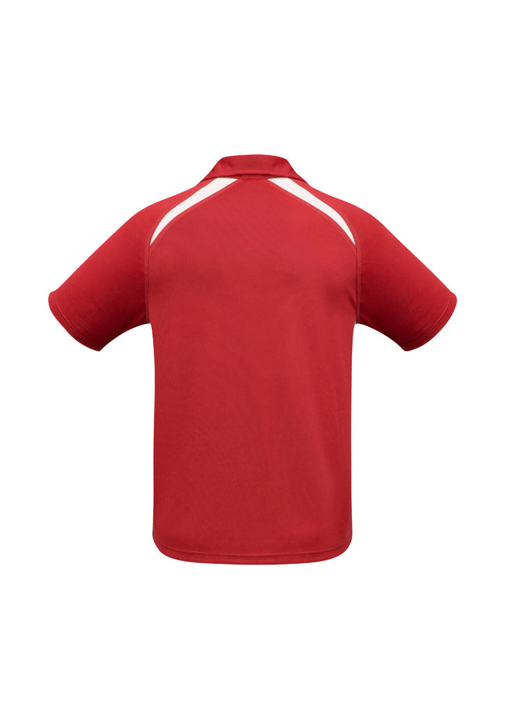 Mens Splice Short Sleeve Polo - Red/White ||SRC=https://cdn.fashionbizapps.nz/honeybee/images/P7700_bProduct_Red_White_02_kV7a9JJ.jpg