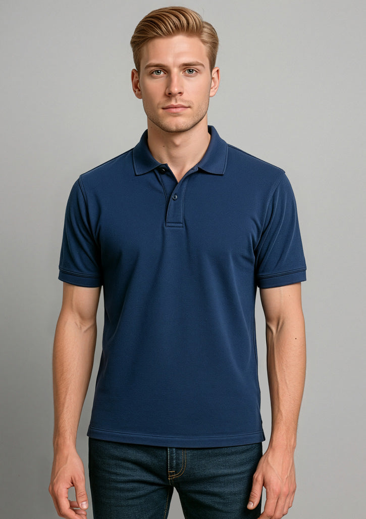 Mens Oceana Short Sleeve Polo ||SRC=https://cdn.fashionbizapps.nz/honeybee/images/P9000_Talent_Navy_01_mqMTnEb.jpg
