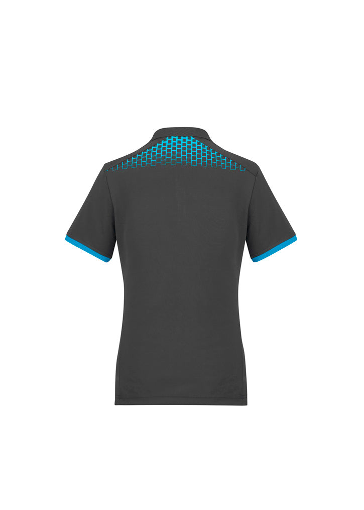 Womens Galaxy Short Sleeve Polo - Grey/Cyan ||SRC=https://cdn.fashionbizapps.nz/honeybee/images/P900LS_bProduct_Grey_Cyan_02_Z0vh0vN.jpg