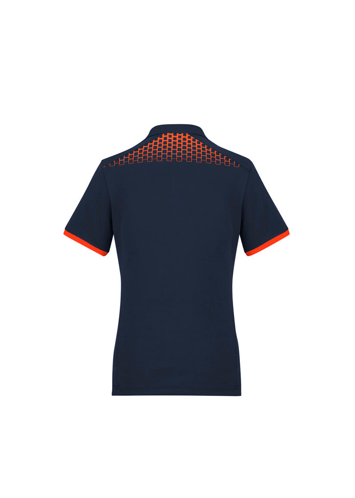 Womens Galaxy Short Sleeve Polo - Navy/Fluoro Orange ||SRC=https://cdn.fashionbizapps.nz/honeybee/images/P900LS_bProduct_Navy_FluoroOrange_02_cgkC2Iu.jpg