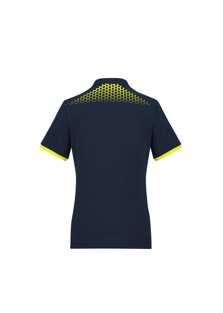 Womens Galaxy Short Sleeve Polo - Navy/Fluoro Yellow ||SRC=https://cdn.fashionbizapps.nz/honeybee/images/P900LS_bProduct_Navy_FluoroYellow_02_iUQAEZl.jpg
