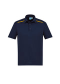 Mens Sonar Short Sleeve Polo - Navy/Gold ||SRC=https://cdn.fashionbizapps.nz/honeybee/images/P901MS_bProduct_Navy_Gold_01_STnu0S8.jpg
