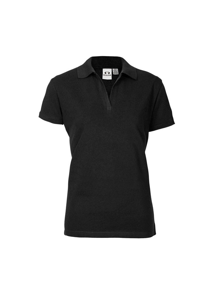 Womens Oceana Short Sleeve Polo - Black ||SRC=https://cdn.fashionbizapps.nz/honeybee/images/P9025_bProduct_Black_01_U2p7hEl.jpg