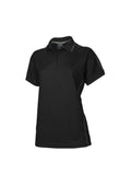 Womens Resort Short Sleeve Polo - Black/Charcoal ||SRC=https://cdn.fashionbizapps.nz/honeybee/images/P9925_Black_Charcoal_F.jpg
